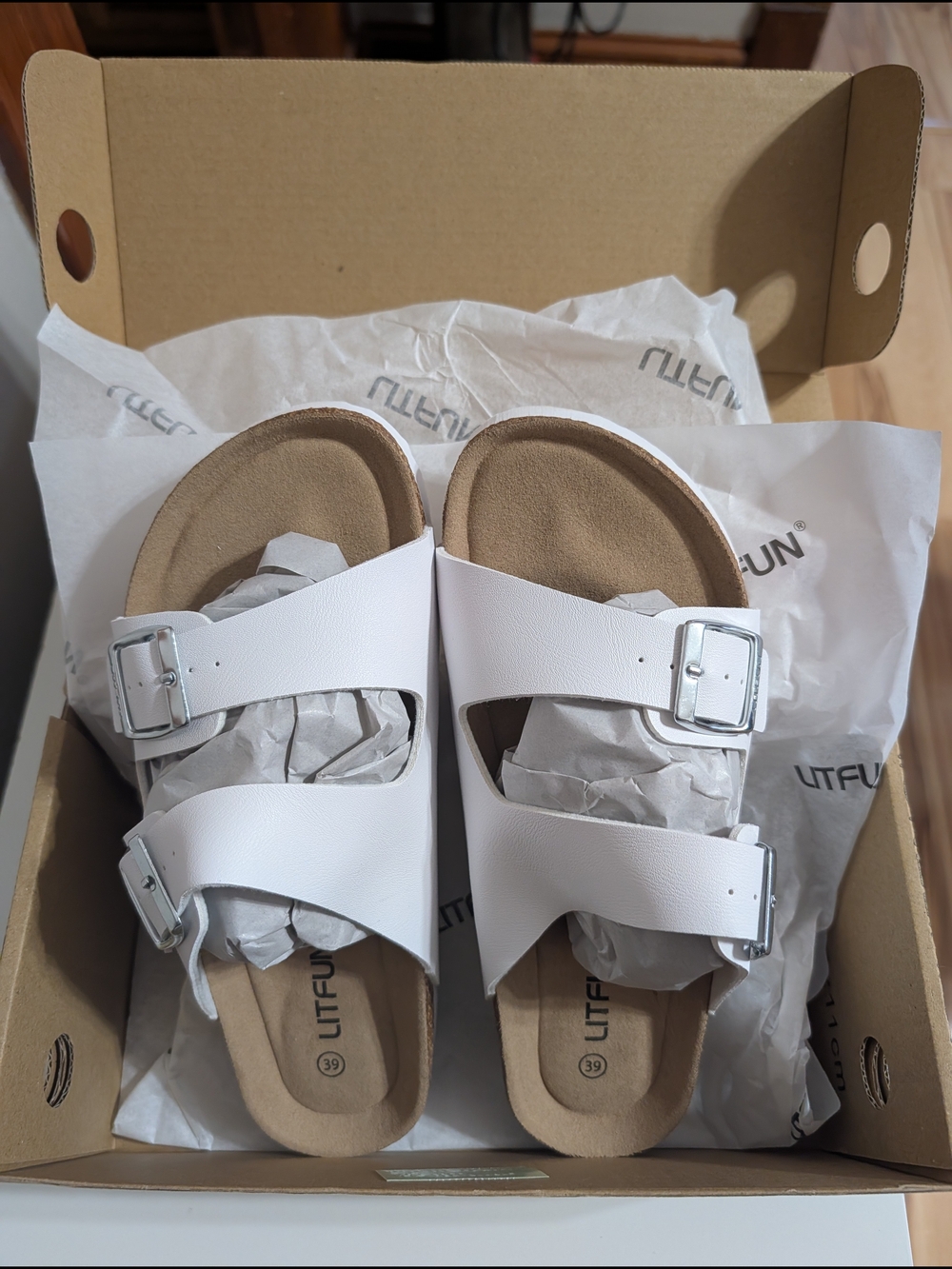 Litfun Unisex Cork Footbed Sandal White